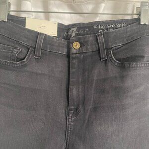 7 For All Mankind Women's Skinny Jeans - Washed Charcoal Black - SZ: 30